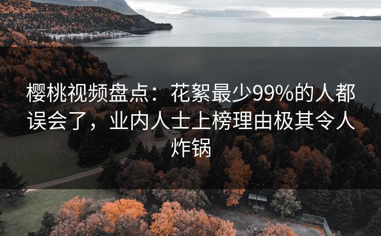 樱桃视频盘点：花絮最少99%的人都误会了，业内人士上榜理由极其令人炸锅